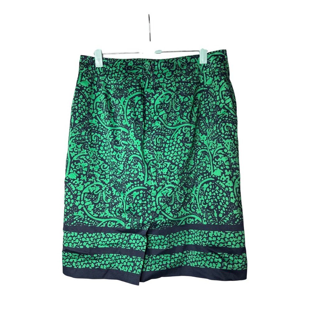 Ann Taylor Factory Pencil Skirt 4 Knee Length Green Black Abstract Floral Lined - Picture 2 of 4